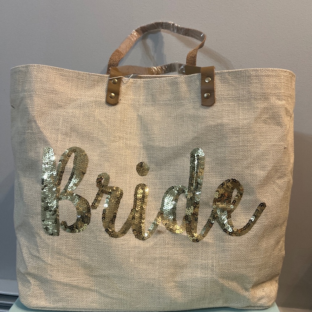 Sequined “Bride” Tote with Koozies